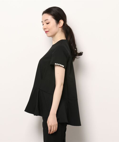 PICCIN（ピッチン）の「袖パールペプラムブラウス（Tシャツ/カットソー・レディース・ブラック/ネイビー・M）」の14枚目の写真