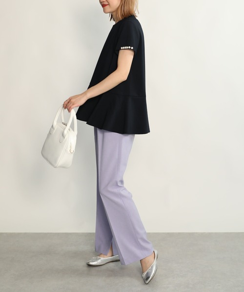 PICCIN（ピッチン）の「袖パールペプラムブラウス（Tシャツ/カットソー・レディース・ブラック/ネイビー・M）」の4枚目の写真