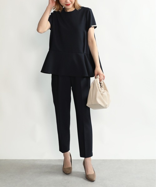 PICCIN（ピッチン）の「袖パールペプラムブラウス（Tシャツ/カットソー・レディース・ブラック/ネイビー・M）」の3枚目の写真