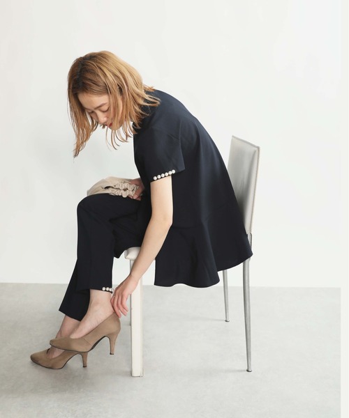 PICCIN（ピッチン）の「袖パールペプラムブラウス（Tシャツ/カットソー・レディース・ブラック/ネイビー・M）」の21枚目の写真