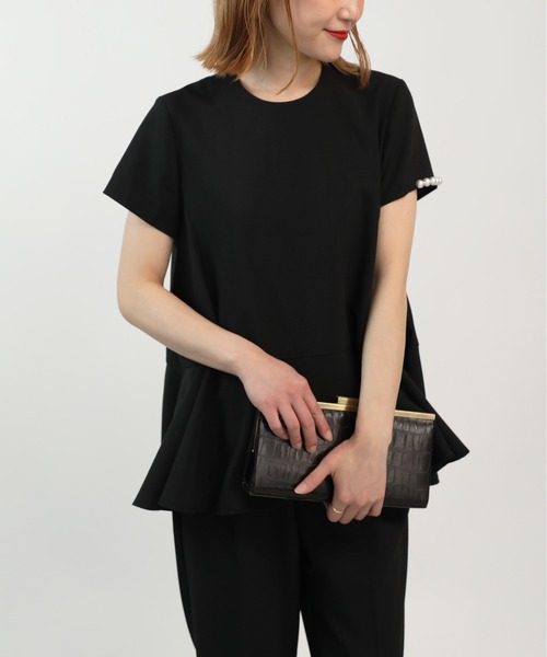 PICCIN（ピッチン）の「袖パールペプラムブラウス（Tシャツ/カットソー・レディース・ブラック/ネイビー・M）」の11枚目の写真