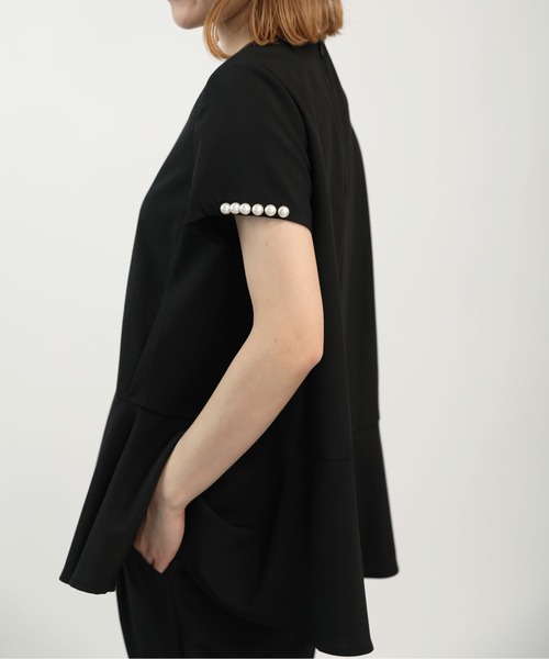 PICCIN（ピッチン）の「袖パールペプラムブラウス（Tシャツ/カットソー・レディース・ブラック/ネイビー・M）」の22枚目の写真