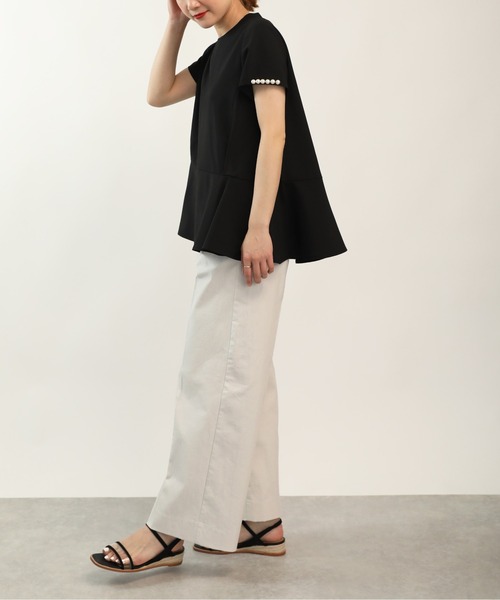 PICCIN（ピッチン）の「袖パールペプラムブラウス（Tシャツ/カットソー・レディース・ブラック/ネイビー・M）」の6枚目の写真