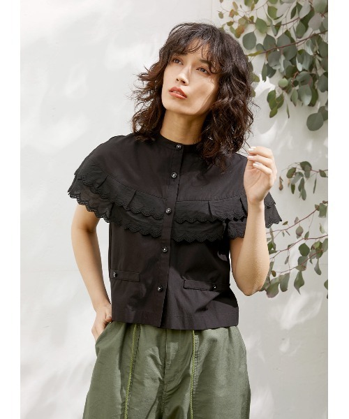 COEL（コエル）の「ダブルレースブラウス（シャツ/ブラウス・レディース・ホワイト/ブラック・FREE）」の2枚目の写真