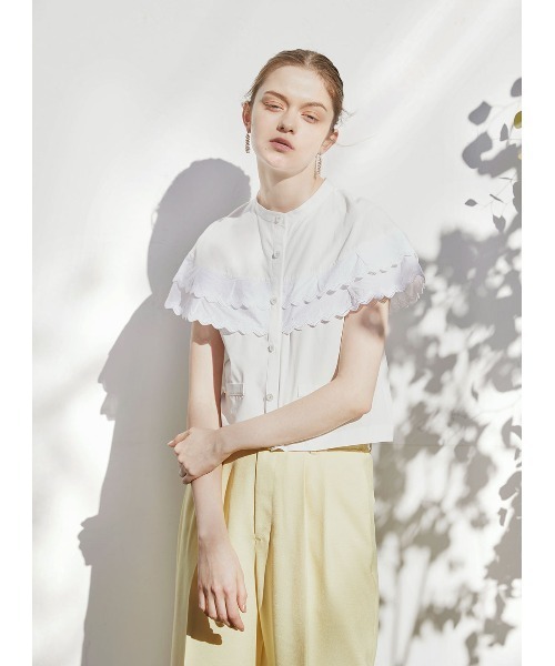 COEL（コエル）の「ダブルレースブラウス（シャツ/ブラウス・レディース・ホワイト/ブラック・FREE）」の5枚目の写真