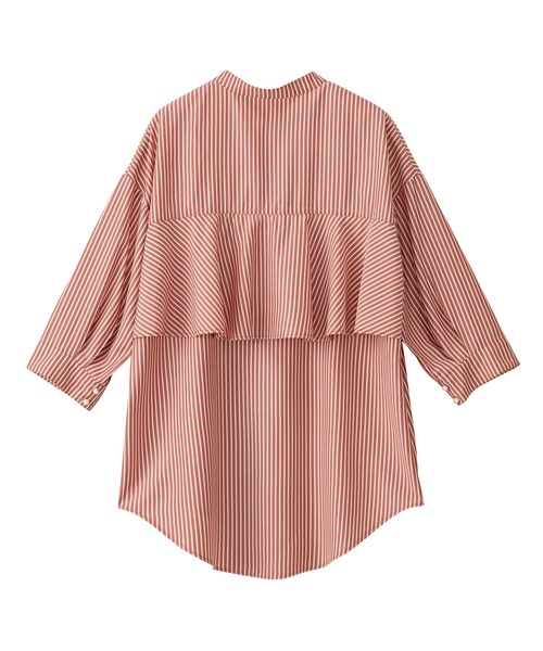 GeeRA（ジーラ）の「パール調ボタンバックフリルシャツ（シャツ/ブラウス・レディース・ブルー/オレンジ・MEDIUM/LARGE）」の5枚目の写真