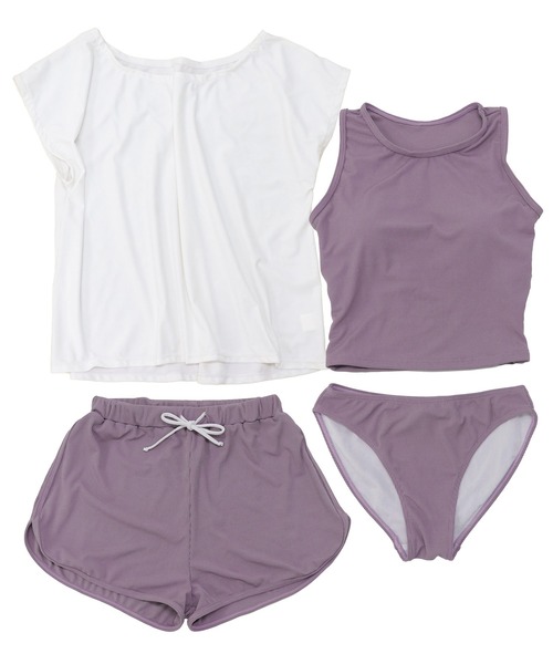 OSYAREVO(オシャレボ)の「水着 レディース 体型カバー ラッシュガード フィットネス 水陸両用 ラッシュ 付き アメスリ タンキニ 体型カバー セットアップ レディース(水着・レディース・ブラック/パープル/ブルー/ブラウン/オリーブ/ブラウン系その他/ベージュ・MEDIUM/LARGE/X-LARGE)」の17枚目の写真