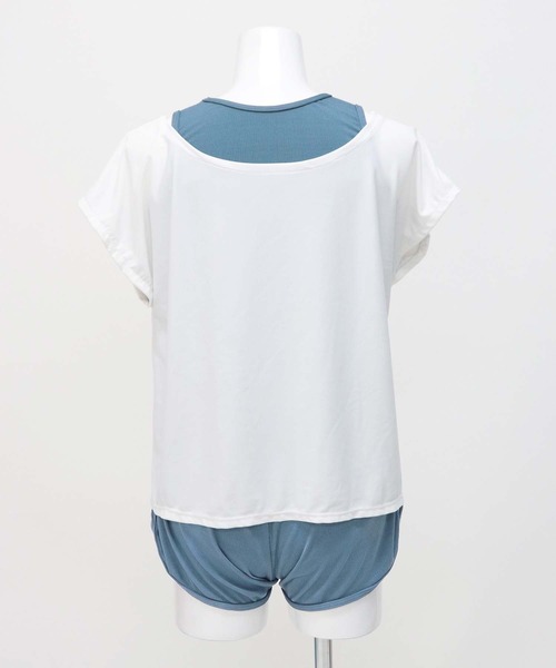 OSYAREVO(オシャレボ)の「水着 レディース 体型カバー ラッシュガード フィットネス 水陸両用 ラッシュ 付き アメスリ タンキニ 体型カバー セットアップ レディース(水着・レディース・ブラック/パープル/ブルー/ブラウン/オリーブ/ブラウン系その他/ベージュ・MEDIUM/LARGE/X-LARGE)」の21枚目の写真