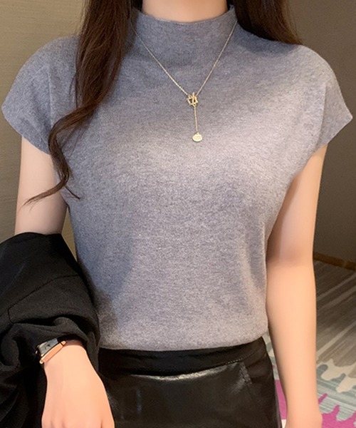 DAY CLOSET（デイ クローゼット）の「レディース きれいめフレンチスリーブニットトップス（Tシャツ/カットソー・レディース・ホワイト/レッド/グリーン/ライトベージュ/グレー/ライトブルー/ブラック・ONE SIZE）」の10枚目の写真