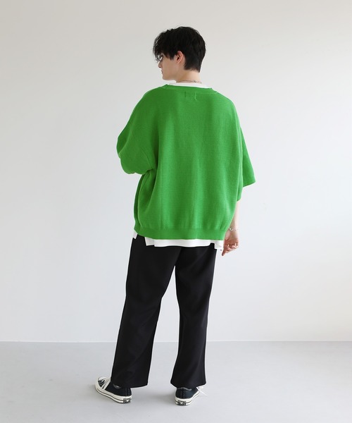 LILL（リル）の「ルーズシルエット ハーフスリーブカーディガン（カーディガン/ボレロ・メンズ・ライトグレー/ブラック/オフホワイト/ブルー/グリーン・S/M/L/XL）」の15枚目の写真