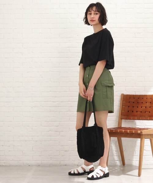 Cutie Blonde（キューティーブロンド）の「◆【S-M】サイドポケットミニスカート（スカート・レディース・ブラック/カーキ/ピンク系・01/02）」の4枚目の写真