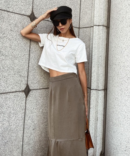 esutoreja（エストレジャ）の「クロップロゴティー（Tシャツ/カットソー・レディース・ホワイト/イエロー・FREE）」の4枚目の写真