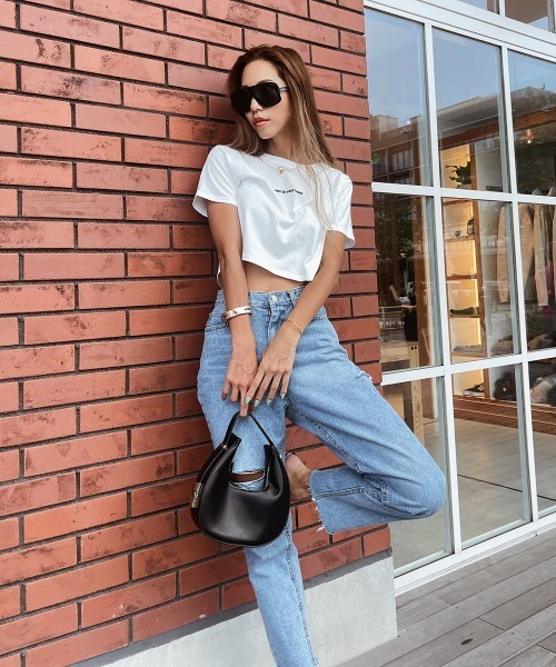 esutoreja（エストレジャ）の「クロップロゴティー（Tシャツ/カットソー・レディース・ホワイト/イエロー・FREE）」の8枚目の写真