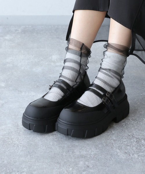 HARE（ハレ）の「ボリュームソールストラップシューズ(HARE)（ローファー・レディース・ブラック/ブラック系その他・MEDIUM/LARGE）」の2枚目の写真