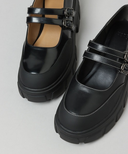 HARE（ハレ）の「ボリュームソールストラップシューズ(HARE)（ローファー・レディース・ブラック/ブラック系その他・MEDIUM/LARGE）」の19枚目の写真