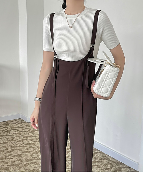 emi+（エミプラス）の「サス付きセンタープレスワイドパンツ（サロペット/オーバーオール・レディース・ブラック/チャコールグレー/ベージュ/ブラウン・L/M）」の13枚目の写真