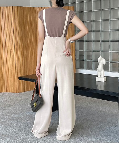 emi+（エミプラス）の「サス付きセンタープレスワイドパンツ（サロペット/オーバーオール・レディース・ブラック/チャコールグレー/ベージュ/ブラウン・L/M）」の19枚目の写真