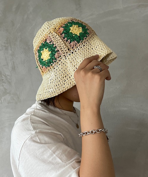 kutir（クティール）の「クロシェハット（ハット・レディース・アイボリー/ベージュ・FREE）」の2枚目の写真