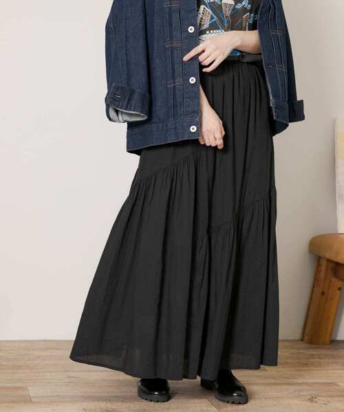 URBAN RESEARCH Sonny Label（アーバンリサーチサニーレーベル）の「コードコットンアシメギャザースカート（スカート・レディース・グリーン/レッド/ブラック・FREE）」の2枚目の写真