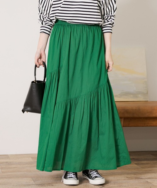 URBAN RESEARCH Sonny Label（アーバンリサーチサニーレーベル）の「コードコットンアシメギャザースカート（スカート・レディース・グリーン/レッド/ブラック・FREE）」の4枚目の写真