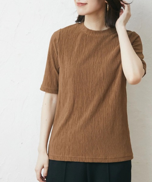 Green Parks(グリーンパークス)の「プリーツ加工カットプルオーバー(Tシャツ/カットソー・レディース・ブラック/オレンジ/グリーン/キャメル・FREE)」の3枚目の写真