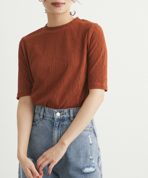 Green Parks(グリーンパークス)の「プリーツ加工カットプルオーバー(Tシャツ/カットソー・レディース・ブラック/オレンジ/グリーン/キャメル・FREE)」の4枚目の写真