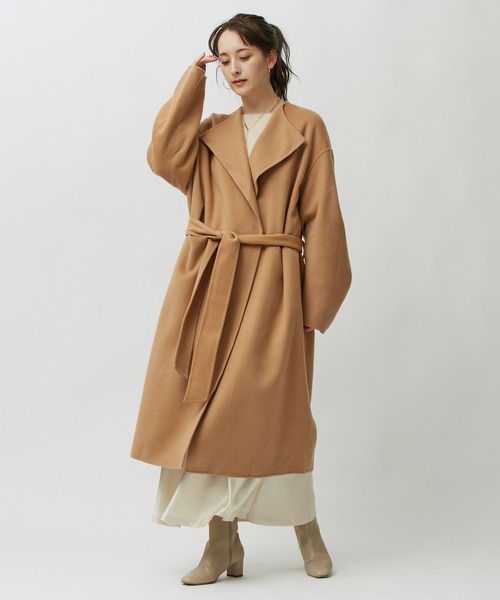 BABYLONE(バビロン)の「リバーロングコート(ノーカラーコート・レディース・ネイビー/ブラウン系その他・フリー)」の9枚目の写真