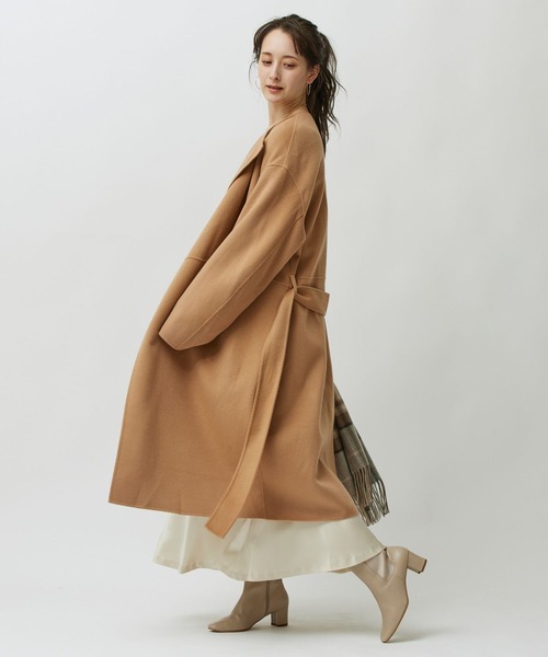 BABYLONE(バビロン)の「リバーロングコート(ノーカラーコート・レディース・ネイビー/ブラウン系その他・フリー)」の7枚目の写真