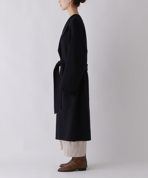 BABYLONE(バビロン)の「リバーロングコート(ノーカラーコート・レディース・ネイビー/ブラウン系その他・フリー)」の11枚目の写真