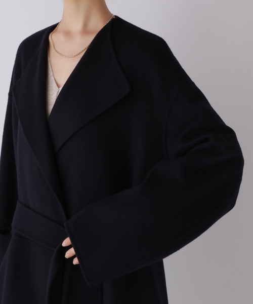 BABYLONE(バビロン)の「リバーロングコート(ノーカラーコート・レディース・ネイビー/ブラウン系その他・フリー)」の17枚目の写真