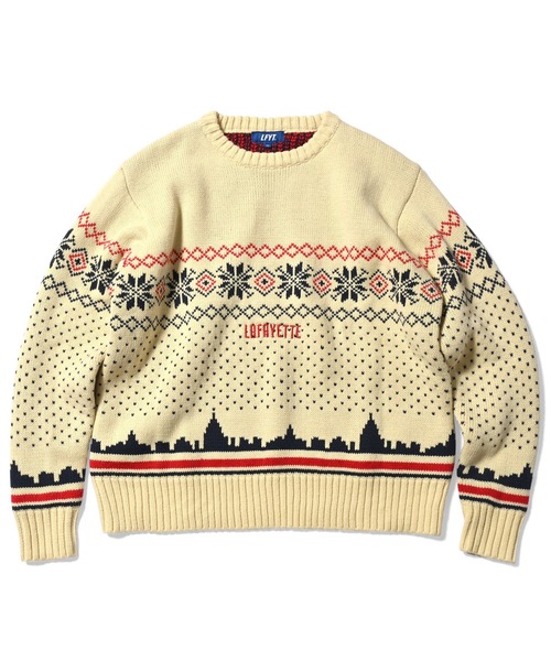 LFYT（エルエフワイティー）の「LFYT ラファイエット [Lafayette] - シティ スケープ セーター ニット [CITY SCAPE SWEATER] LA220402（ニット/セーター・メンズ・グリーン/ナチュラル/ネイビー・MEDIUM/LARGE/XX-LARGE/X-LARGE）」の7枚目の写真