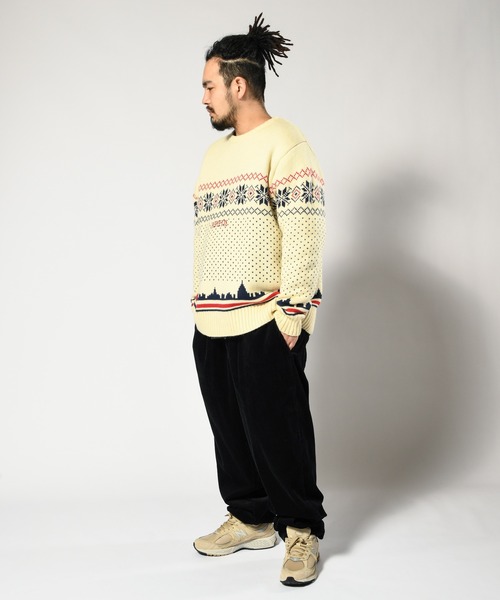 LFYT（エルエフワイティー）の「LFYT ラファイエット [Lafayette] - シティ スケープ セーター ニット [CITY SCAPE SWEATER] LA220402（ニット/セーター・メンズ・グリーン/ナチュラル/ネイビー・MEDIUM/LARGE/XX-LARGE/X-LARGE）」の11枚目の写真