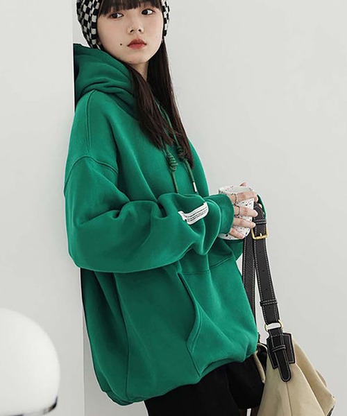 Girly Doll(ガーリードール)の「オーバーサイズフーディー(パーカー・レディース・ローズ/ダークグレー/ライトグレー/ブルー/グリーン・F)」の22枚目の写真