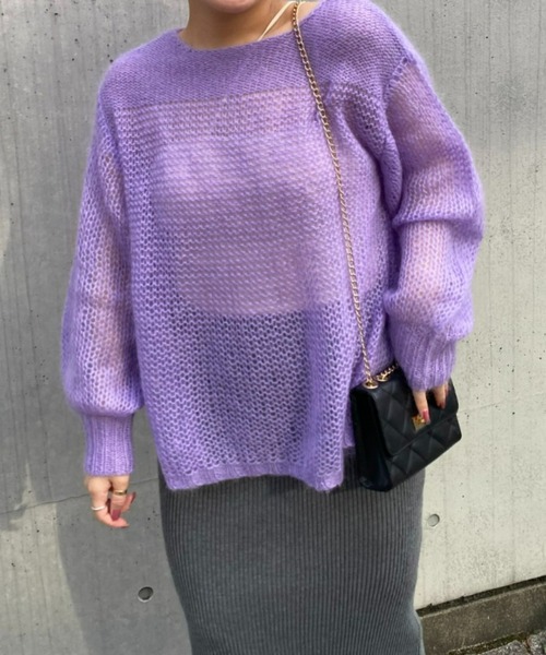 RIVE DROITE（リヴドロワ）の「WEB限定/透かし編みニット（ニット/セーター・レディース・ミント/バイオレット/ブラック/アイボリー・FREE）」の4枚目の写真