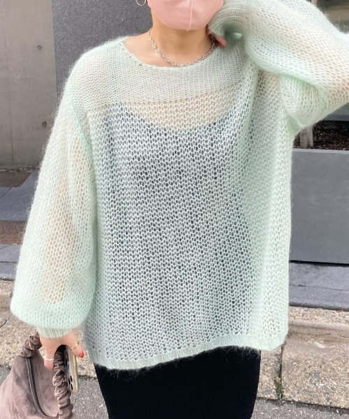 RIVE DROITE（リヴドロワ）の「WEB限定/透かし編みニット（ニット/セーター・レディース・ミント/バイオレット/ブラック/アイボリー・FREE）」の3枚目の写真