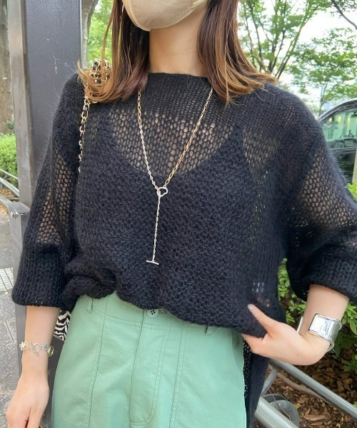 RIVE DROITE（リヴドロワ）の「WEB限定/透かし編みニット（ニット/セーター・レディース・ミント/バイオレット/ブラック/アイボリー・FREE）」の2枚目の写真