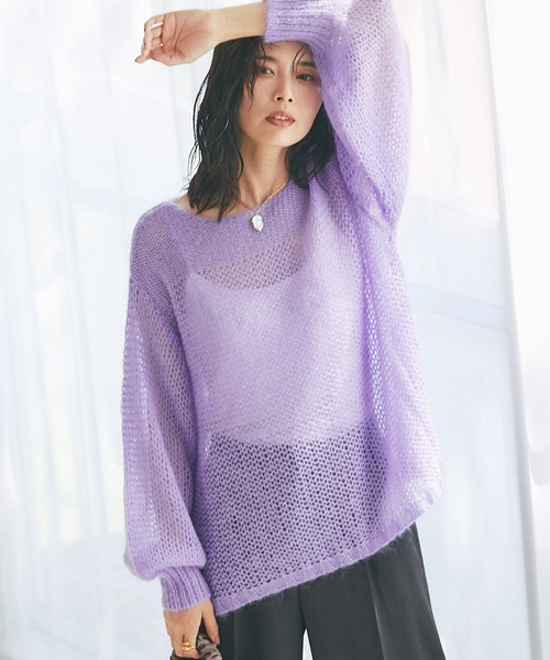 RIVE DROITE（リヴドロワ）の「WEB限定/透かし編みニット（ニット/セーター・レディース・ミント/バイオレット/ブラック/アイボリー・FREE）」の5枚目の写真
