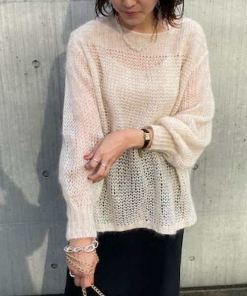 RIVE DROITE（リヴドロワ）の「WEB限定/透かし編みニット（ニット/セーター・レディース・ミント/バイオレット/ブラック/アイボリー・FREE）」の7枚目の写真