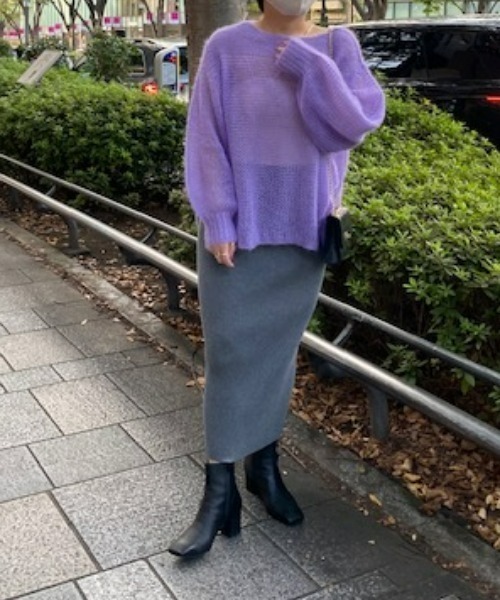 RIVE DROITE（リヴドロワ）の「WEB限定/透かし編みニット（ニット/セーター・レディース・ミント/バイオレット/ブラック/アイボリー・FREE）」の8枚目の写真