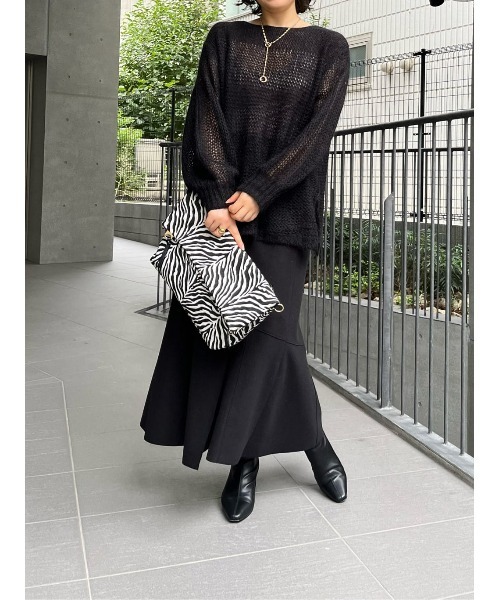 RIVE DROITE（リヴドロワ）の「WEB限定/透かし編みニット（ニット/セーター・レディース・ミント/バイオレット/ブラック/アイボリー・FREE）」の9枚目の写真