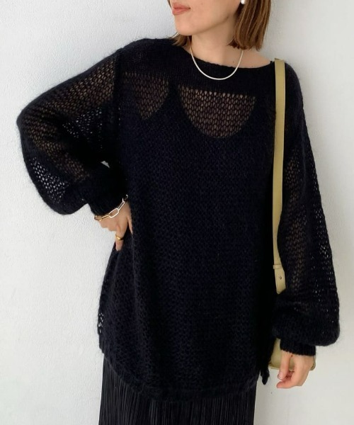 RIVE DROITE（リヴドロワ）の「WEB限定/透かし編みニット（ニット/セーター・レディース・ミント/バイオレット/ブラック/アイボリー・FREE）」の10枚目の写真