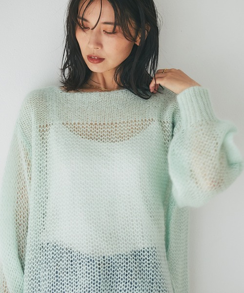 RIVE DROITE（リヴドロワ）の「WEB限定/透かし編みニット（ニット/セーター・レディース・ミント/バイオレット/ブラック/アイボリー・FREE）」の18枚目の写真