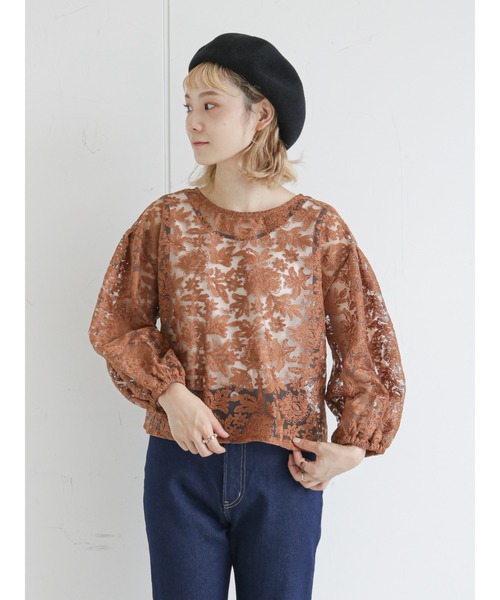 ehka sopo(エヘカソポ)の「前後着レースブラウス(シャツ/ブラウス・レディース・ブラック/ブラウン/オフホワイト/キナリ・フリ-)」の4枚目の写真