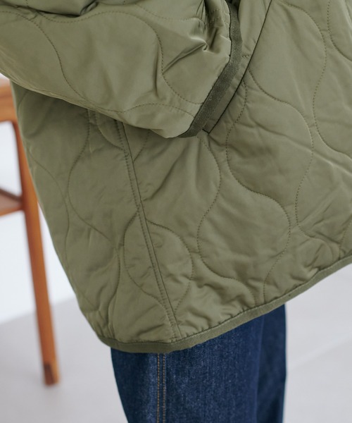 DISCOAT(ディスコート)の「キルティングジャケット(ノーカラージャケット・レディース・ブラック/カーキ/アイボリー/ダークカーキ/グレイッシュベージュ・FREE)」の10枚目の写真