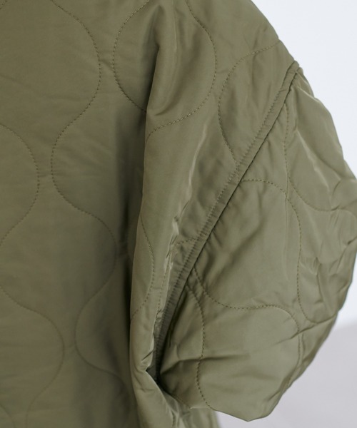 DISCOAT(ディスコート)の「キルティングジャケット(ノーカラージャケット・レディース・ブラック/カーキ/アイボリー/ダークカーキ/グレイッシュベージュ・FREE)」の7枚目の写真