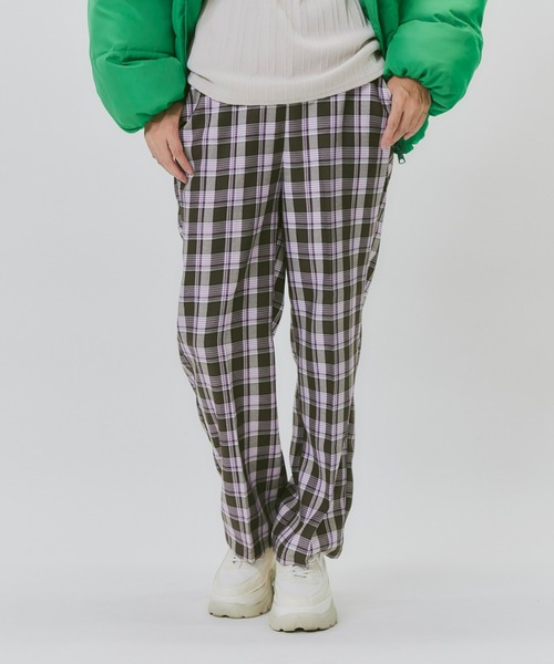 HONEYSUCKLE ROSE(ハニーサックルローズ)の「【HONEYSUCKLE ROSE】チェックイージートラウザーパンツ(スラックス・レディース・ダークブラウン/ベージュ/オリーブ・M/L)」の2枚目の写真