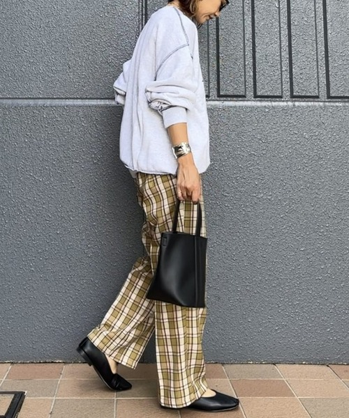 HONEYSUCKLE ROSE(ハニーサックルローズ)の「【HONEYSUCKLE ROSE】チェックイージートラウザーパンツ(スラックス・レディース・ダークブラウン/ベージュ/オリーブ・M/L)」の9枚目の写真