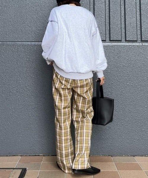 HONEYSUCKLE ROSE(ハニーサックルローズ)の「【HONEYSUCKLE ROSE】チェックイージートラウザーパンツ(スラックス・レディース・ダークブラウン/ベージュ/オリーブ・M/L)」の10枚目の写真