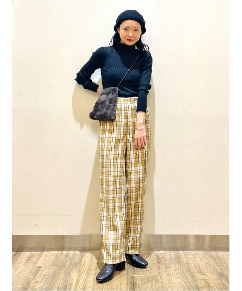 HONEYSUCKLE ROSE(ハニーサックルローズ)の「【HONEYSUCKLE ROSE】チェックイージートラウザーパンツ(スラックス・レディース・ダークブラウン/ベージュ/オリーブ・M/L)」の16枚目の写真