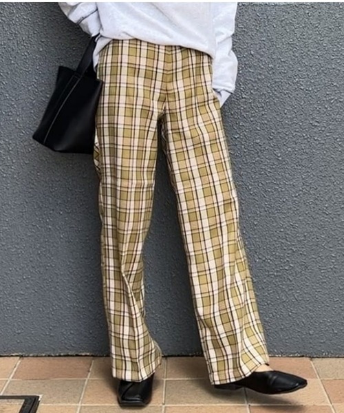 HONEYSUCKLE ROSE(ハニーサックルローズ)の「【HONEYSUCKLE ROSE】チェックイージートラウザーパンツ(スラックス・レディース・ダークブラウン/ベージュ/オリーブ・M/L)」の20枚目の写真